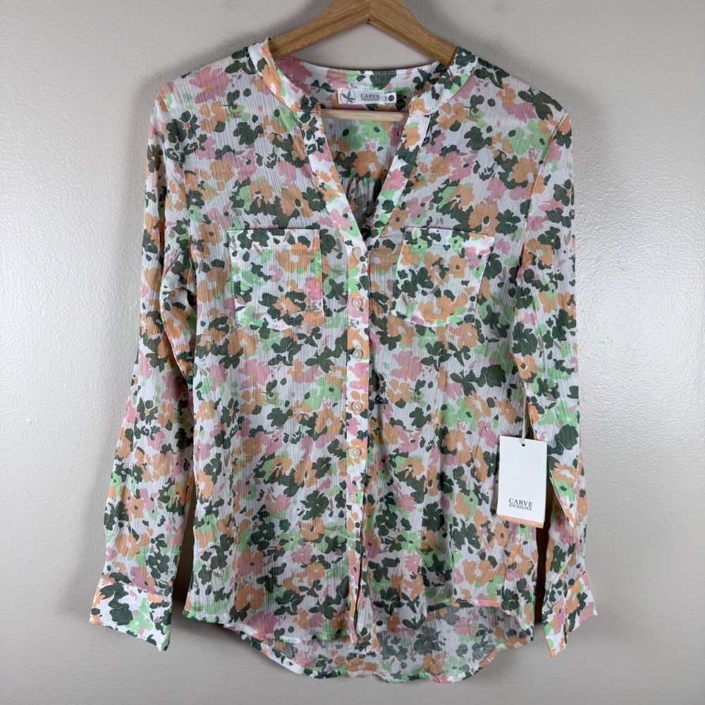 Carve Designs Women's XS Breeze Tunic Cloud Wildflower Floral Gauze Top
